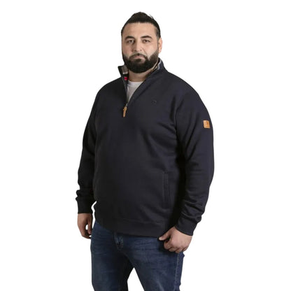Navy - Lifestyle - Duke Mens D555 Russel Quarter Zip Kingsize Fleece Top