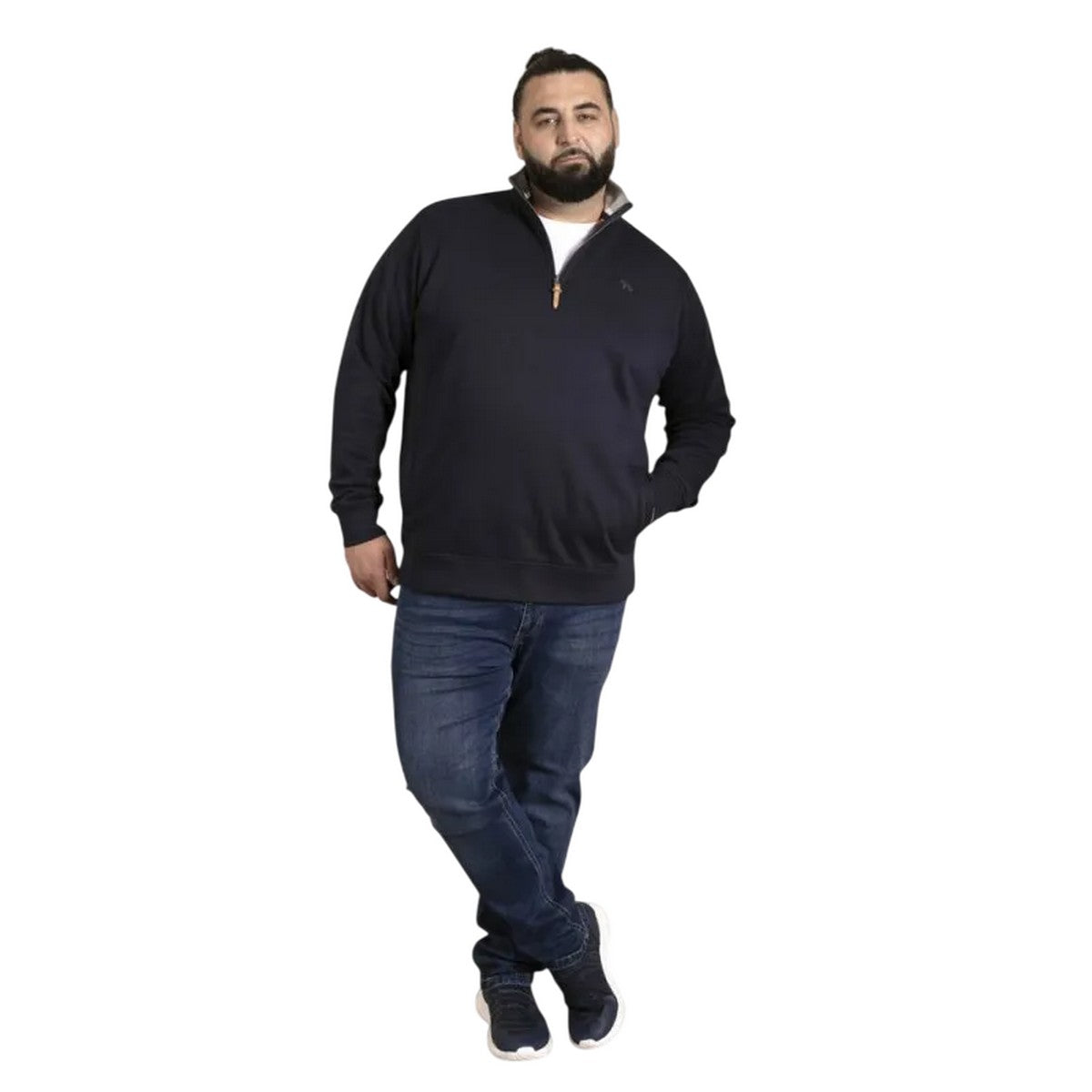 Navy - Pack Shot - Duke Mens D555 Russel Quarter Zip Kingsize Fleece Top