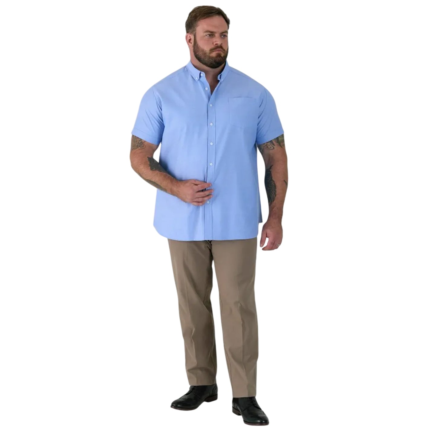 Sky Blue - Side - Duke Mens James D555 Tall Short-Sleeved Shirt