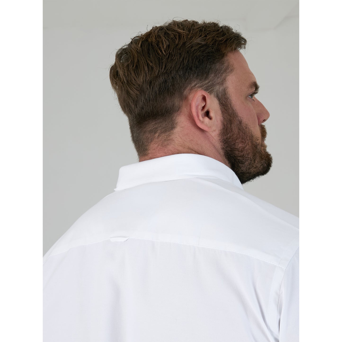 White - Close up - Duke Mens James D555 Tall Short-Sleeved Shirt