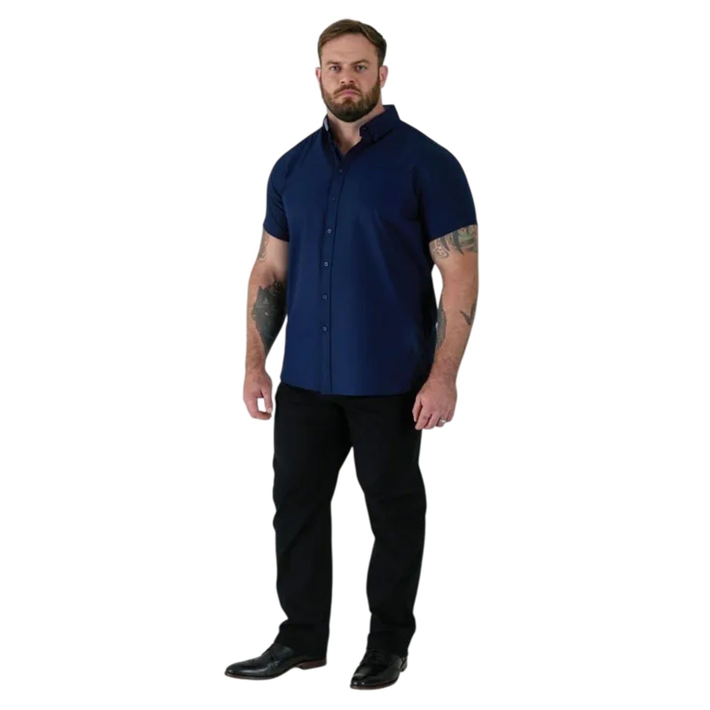Navy - Side - Duke Mens James D555 Tall Short-Sleeved Shirt