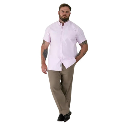 Pink - Side - Duke Mens James D555 Tall Short-Sleeved Shirt