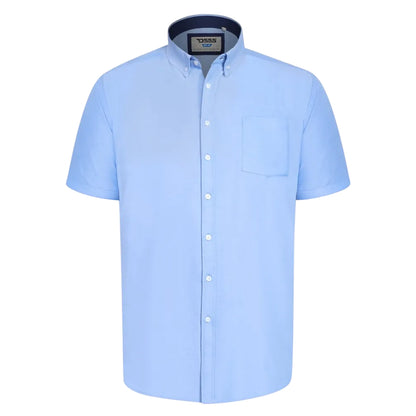 Sky Blue - Front - Duke Mens James D555 Tall Short-Sleeved Shirt