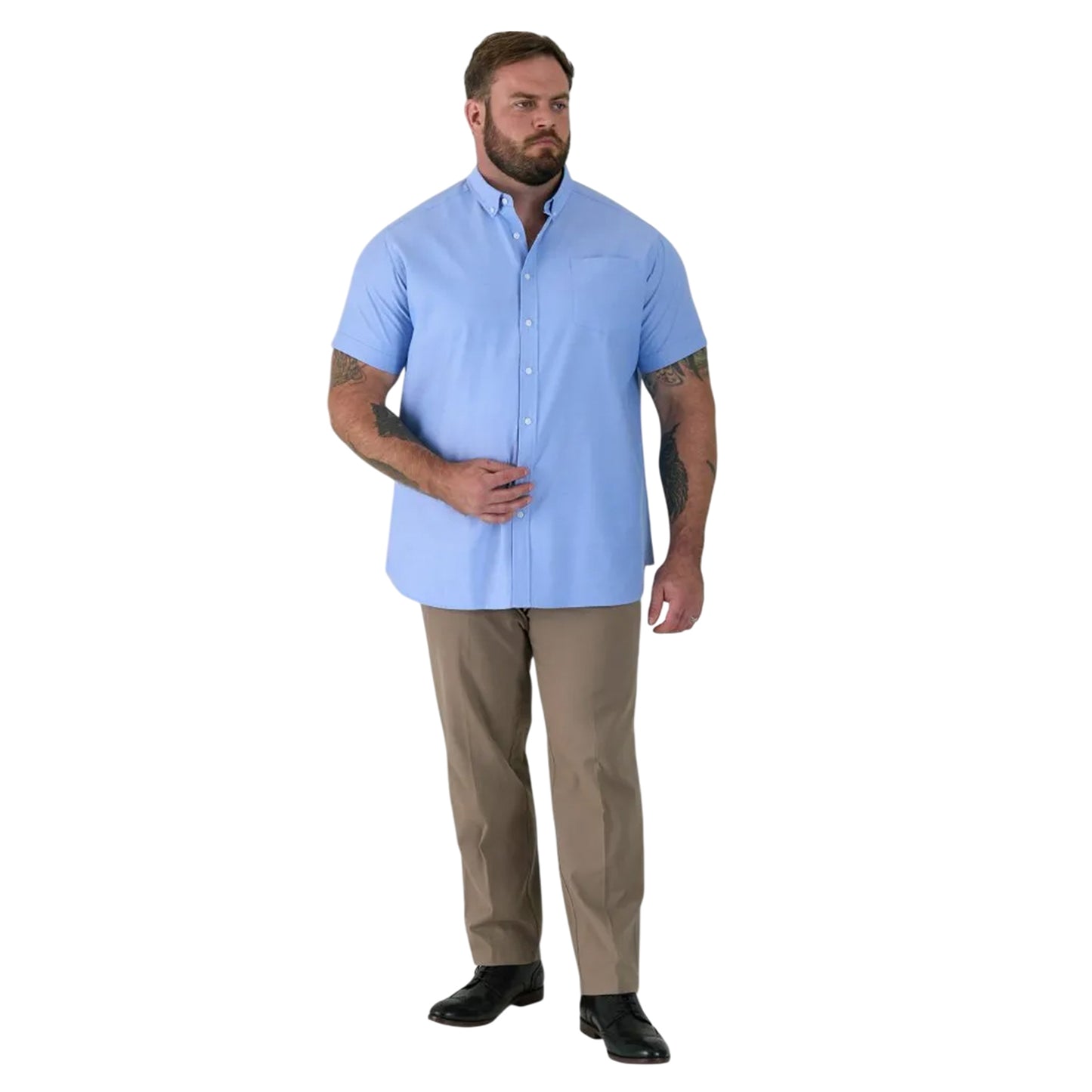 Sky Blue - Side - Duke Mens James D555 Oxford Kingsize Tall Shirt