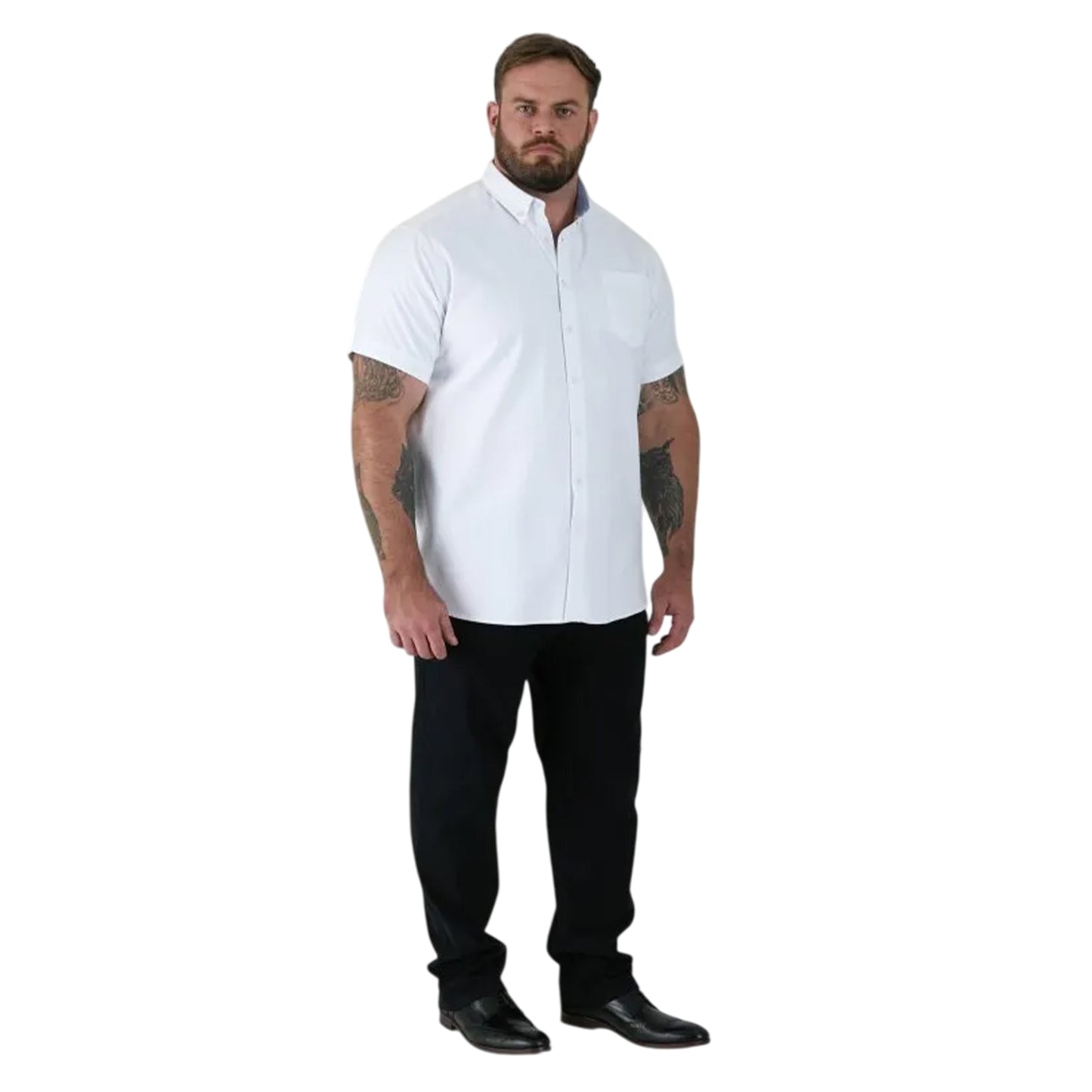 White - Side - Duke Mens James D555 Oxford Kingsize Tall Shirt