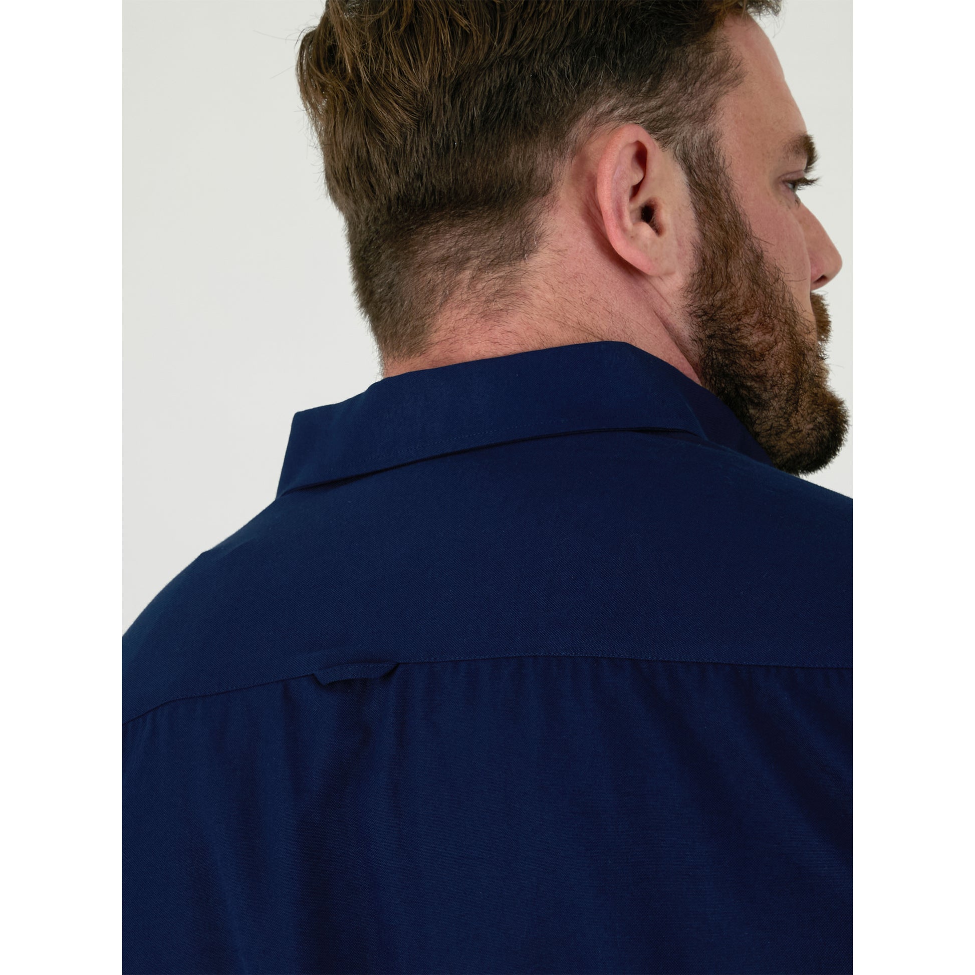 Navy - Close up - Duke Mens James D555 Oxford Kingsize Tall Shirt