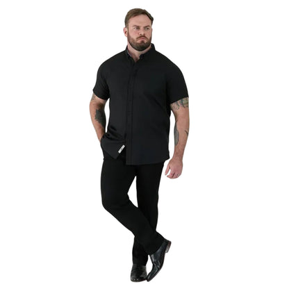 Black - Side - Duke Mens James D555 Oxford Kingsize Tall Shirt