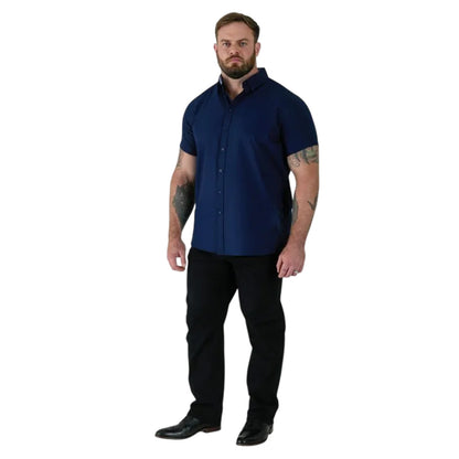 Navy - Side - Duke Mens James D555 Oxford Kingsize Tall Shirt