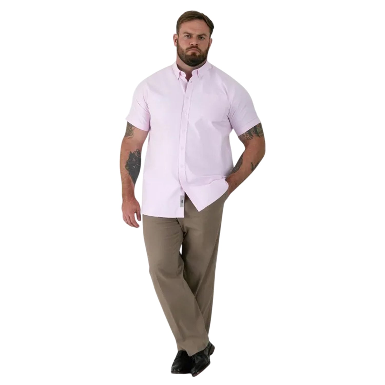 Pink - Side - Duke Mens James D555 Oxford Kingsize Tall Shirt