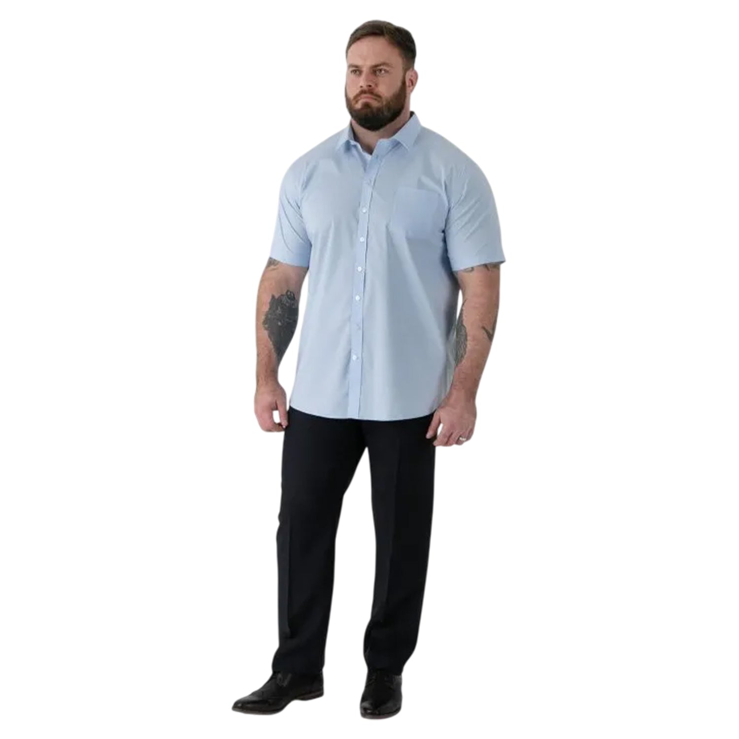 Sky Blue - Side - Duke Mens D555 Lucas Short-Sleeved Shirt