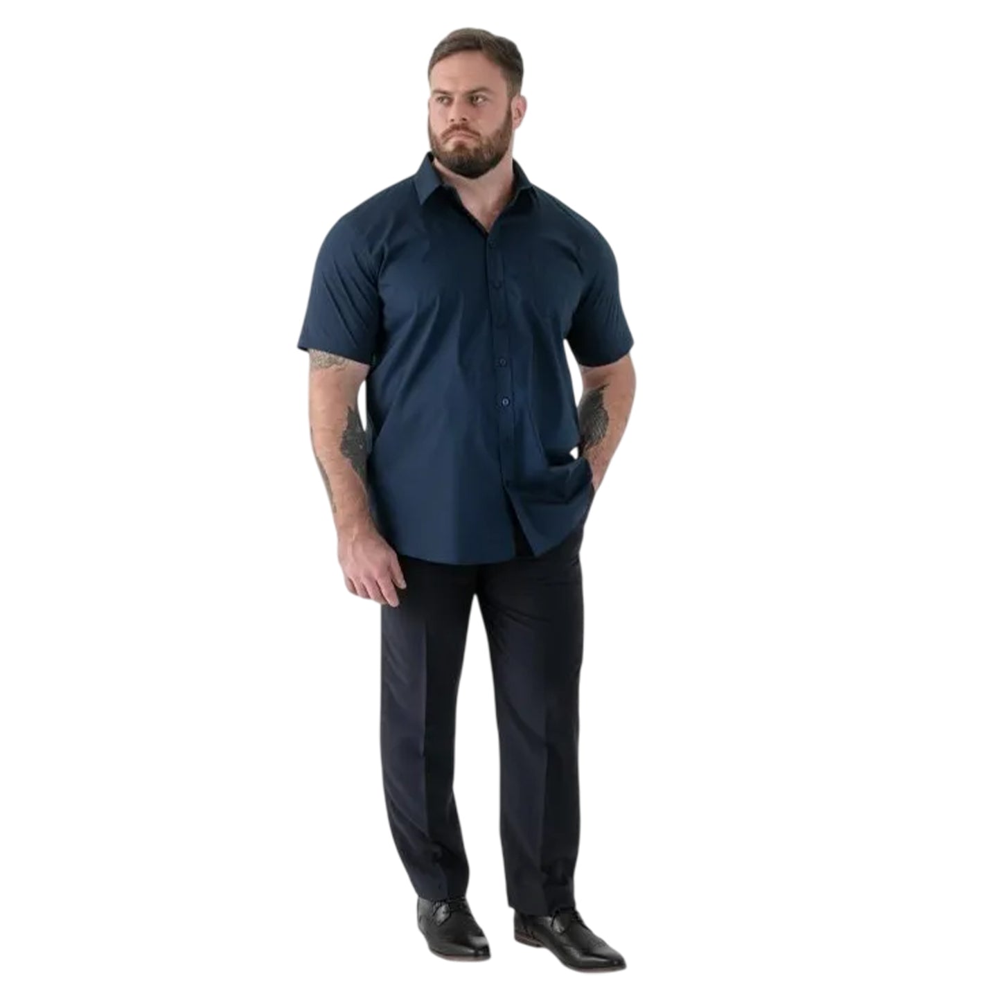 Navy - Side - Duke Mens D555 Lucas Short-Sleeved Shirt