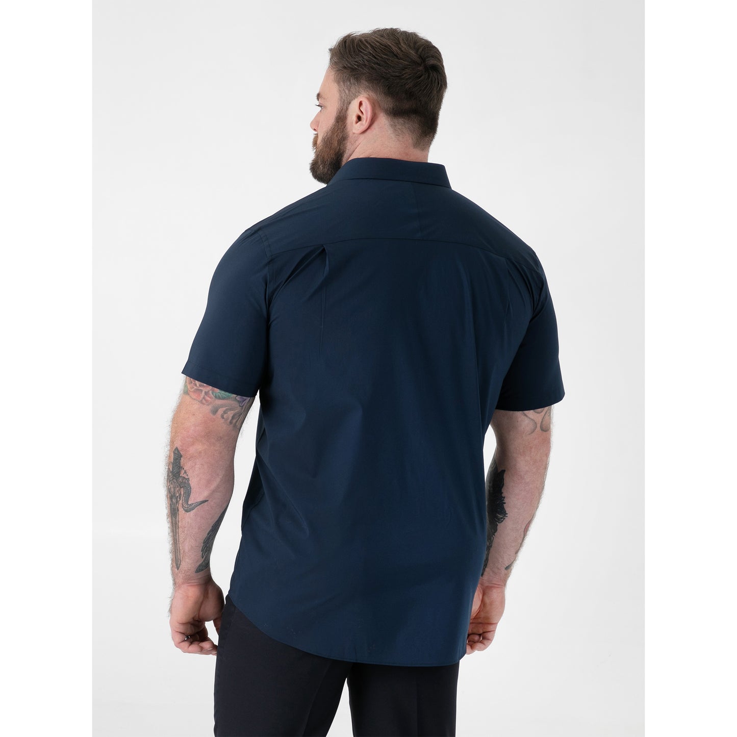 Navy - Lifestyle - Duke Mens D555 Lucas Stretch Kingsize Short-Sleeved Shirt