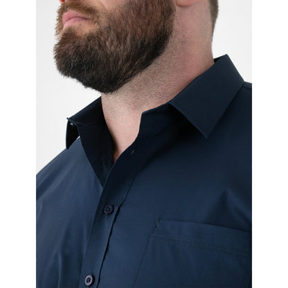 Navy - Pack Shot - Duke Mens D555 Lucas Stretch Kingsize Short-Sleeved Shirt