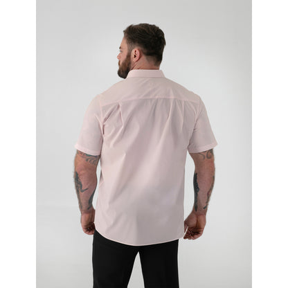 Pale Pink - Side - Duke Mens D555 Lucas Stretch Kingsize Short-Sleeved Shirt