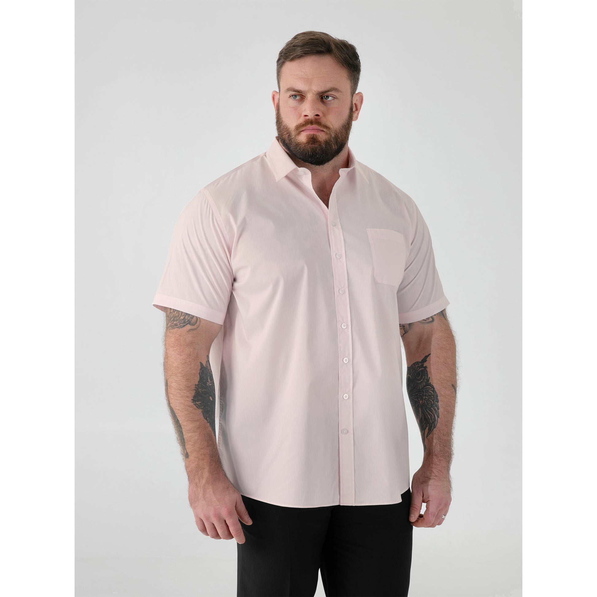 Pale Pink - Lifestyle - Duke Mens D555 Lucas Stretch Kingsize Short-Sleeved Shirt