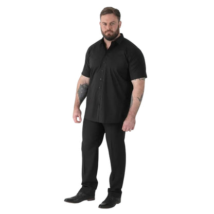 Black - Side - Duke Mens D555 Lucas Stretch Kingsize Short-Sleeved Shirt