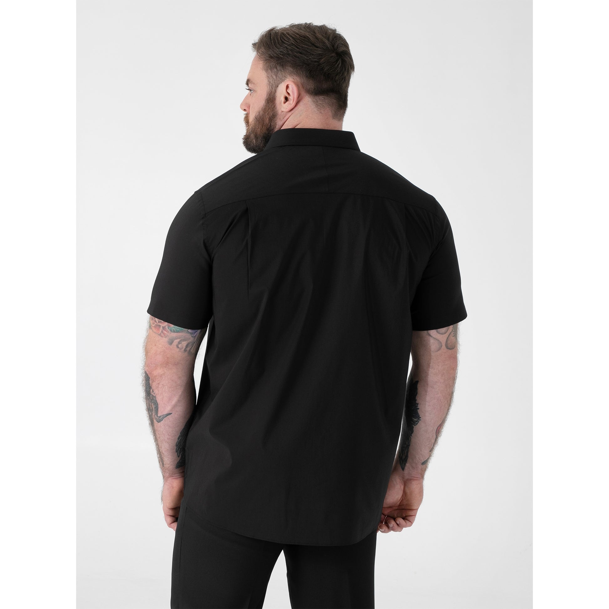 Black - Lifestyle - Duke Mens D555 Lucas Stretch Kingsize Short-Sleeved Shirt