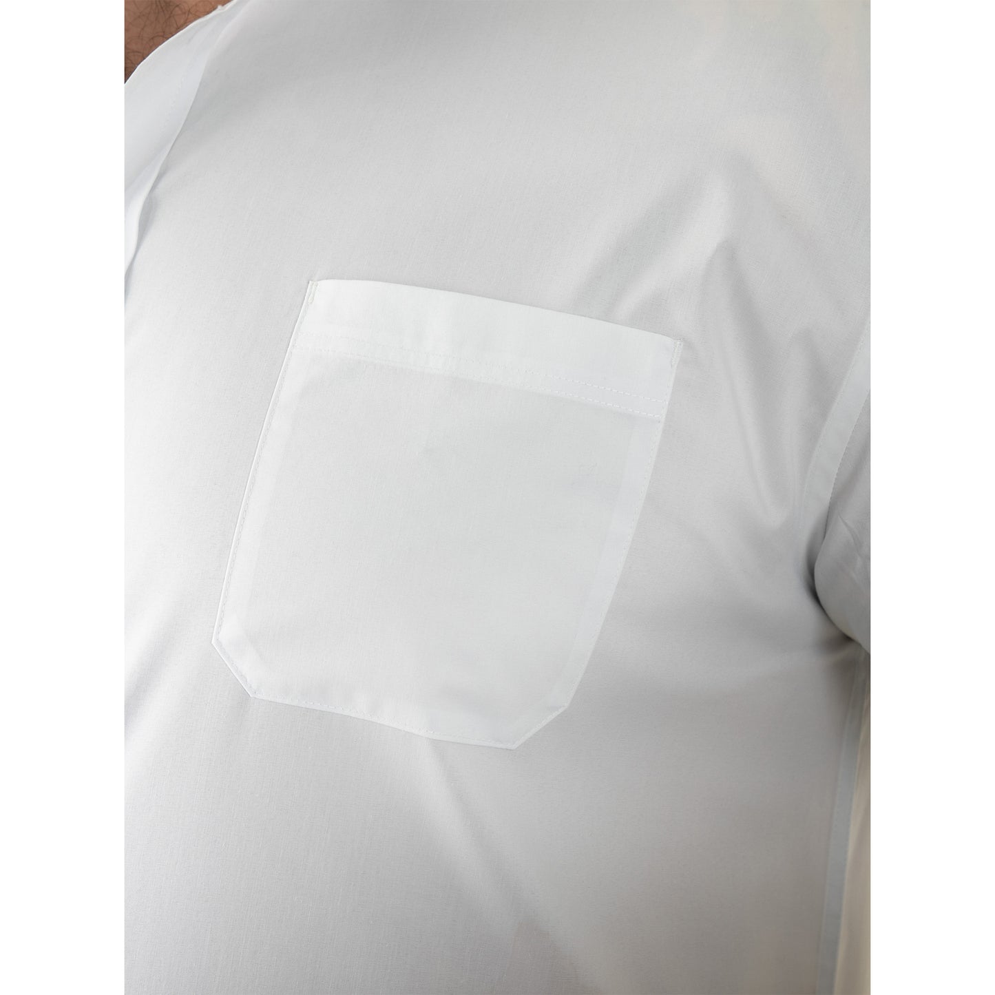 White - Close up - Duke Mens D555 Lucas Stretch Kingsize Short-Sleeved Shirt