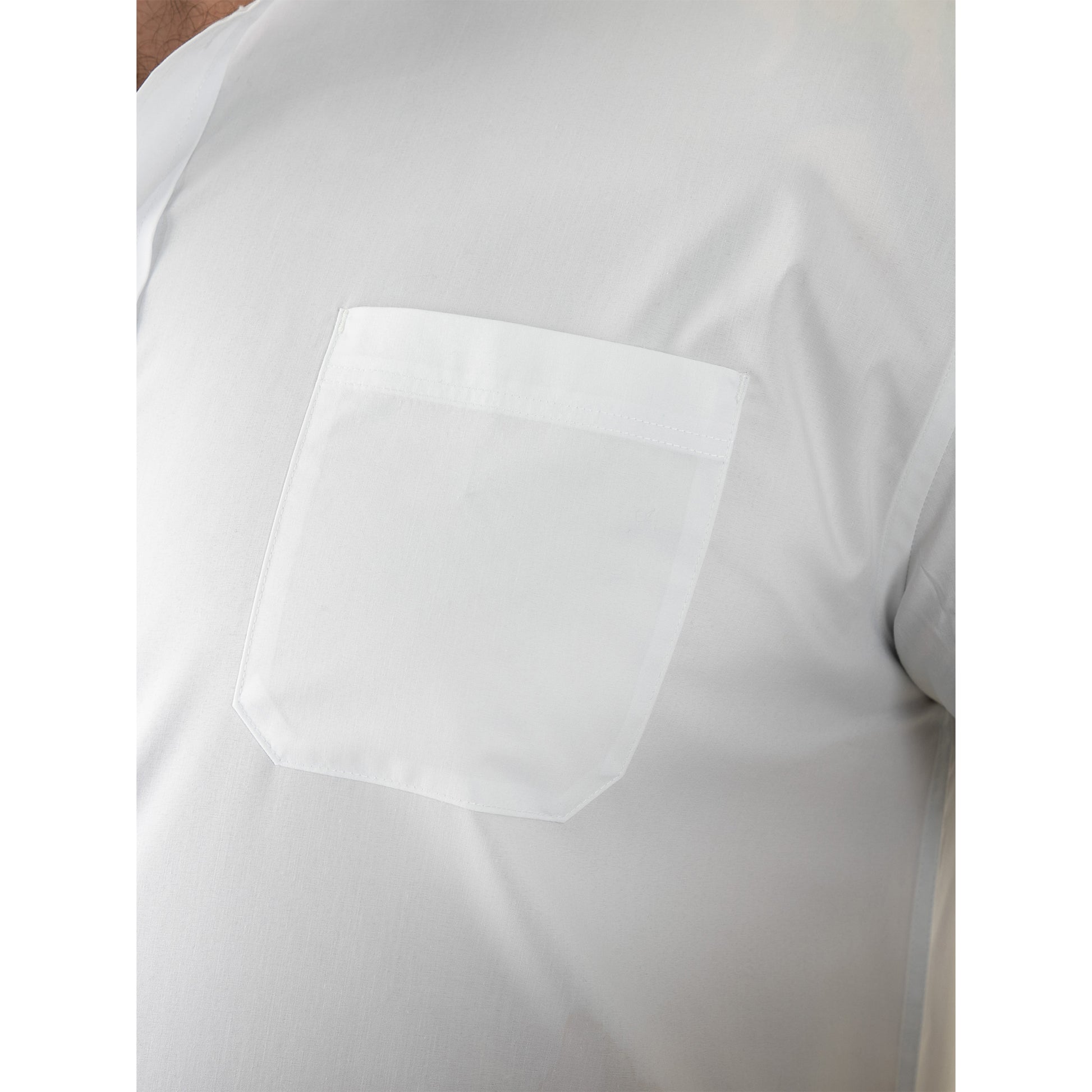White - Close up - Duke Mens D555 Lucas Stretch Kingsize Short-Sleeved Shirt