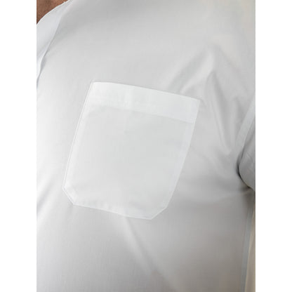 White - Close up - Duke Mens D555 Lucas Stretch Kingsize Short-Sleeved Shirt