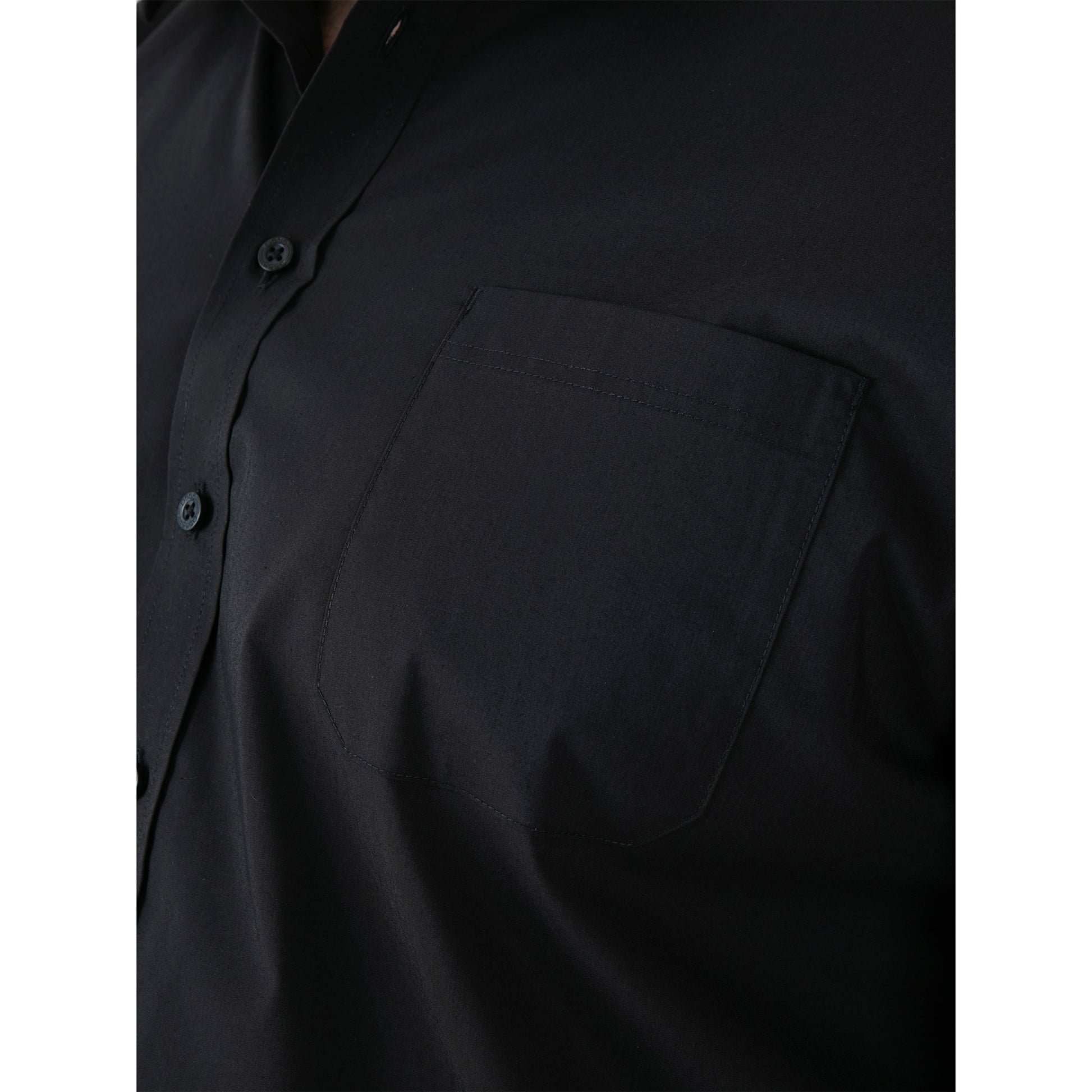 Black - Close up - Duke Mens D555 Lucas Stretch Kingsize Short-Sleeved Shirt