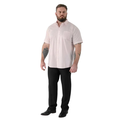 Pale Pink - Side - Duke Mens D555 Lucas Stretch Kingsize Short-Sleeved Shirt