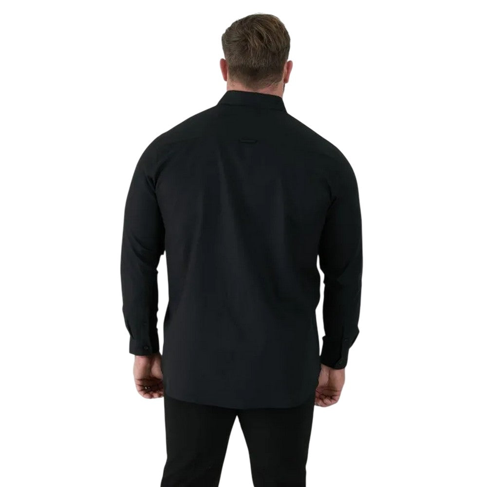 Black - Side - Duke Mens D555 Richard Oxford Tall Long-Sleeved Shirt
