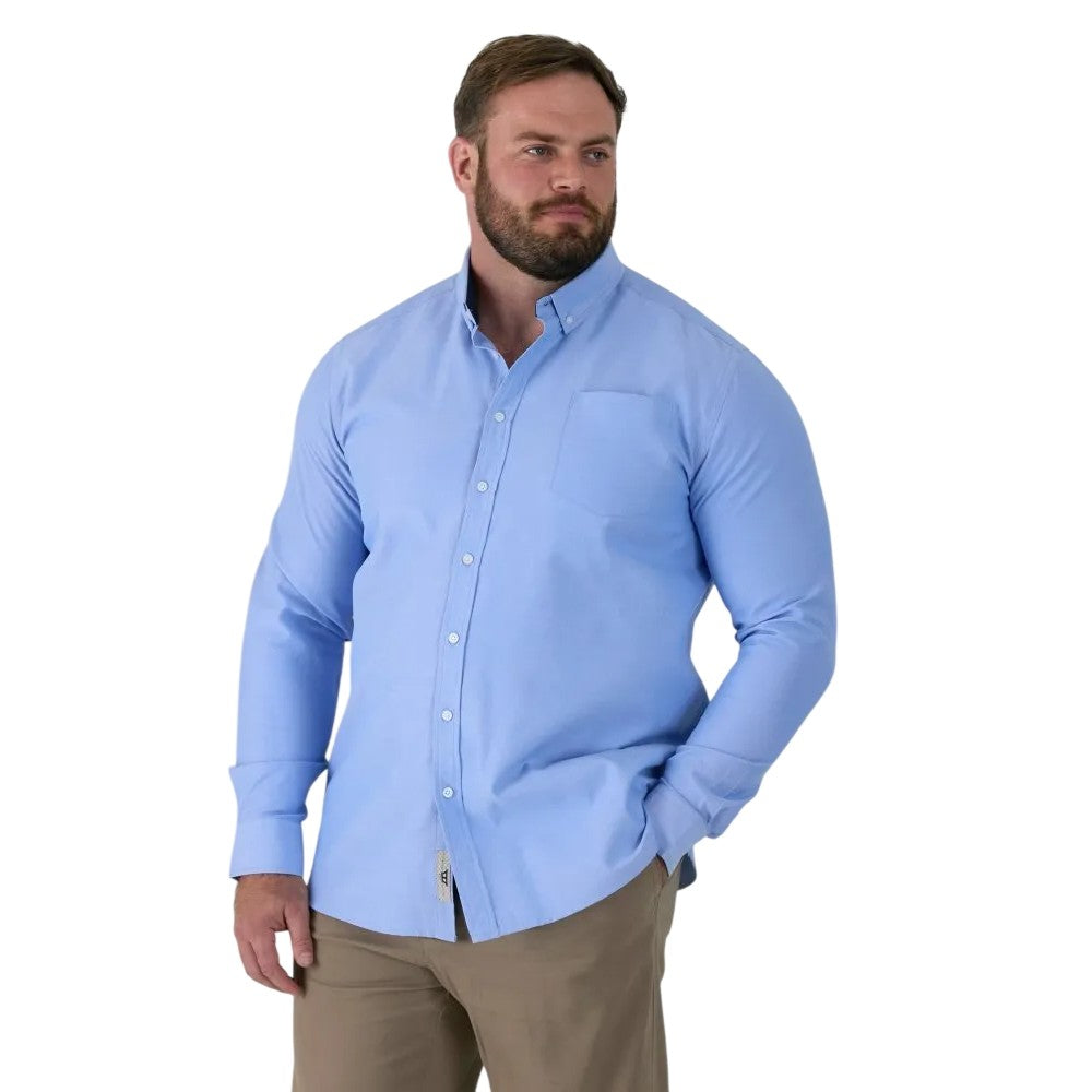 Sky Blue - Side - Duke Mens D555 Richard Oxford Tall Long-Sleeved Shirt