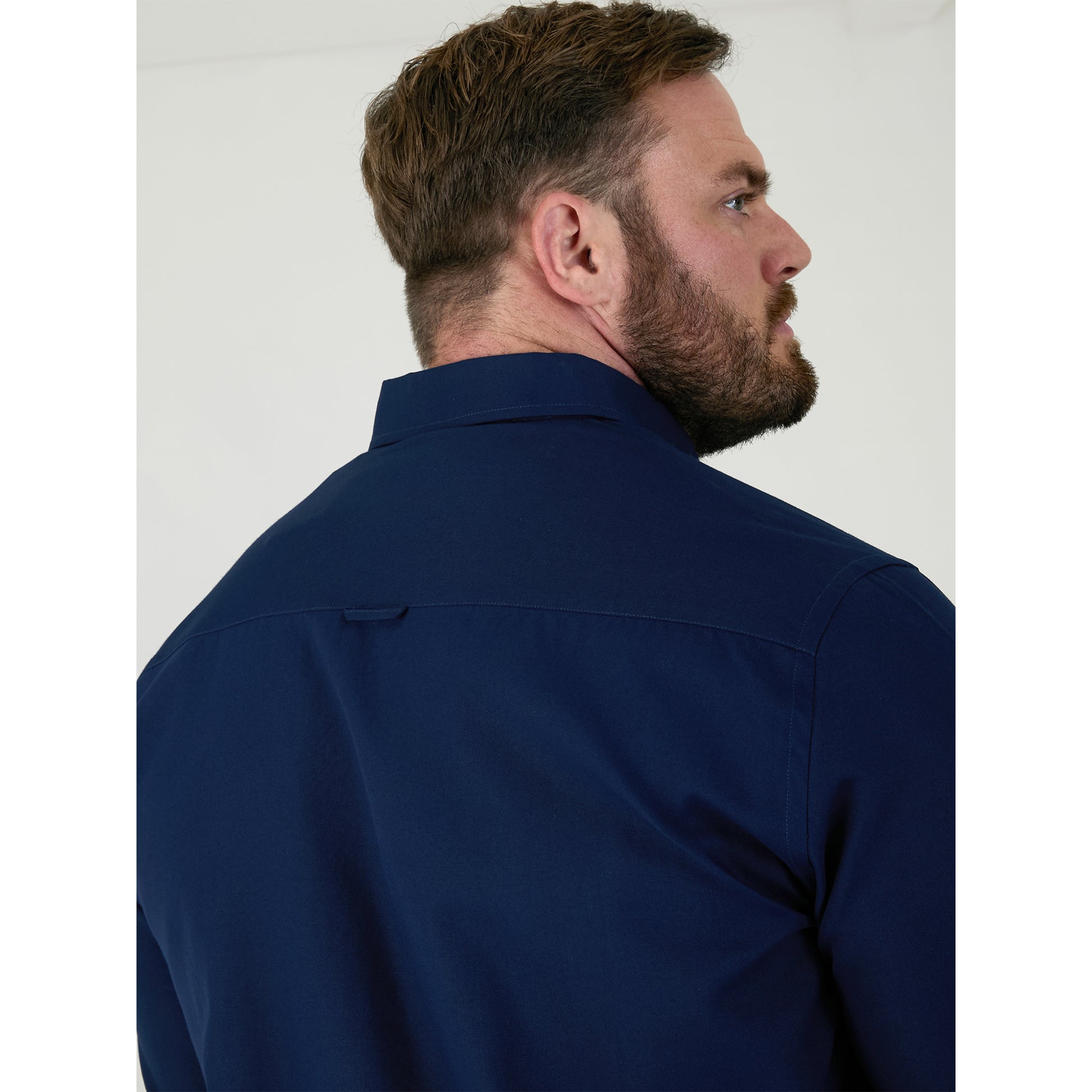 Navy - Pack Shot - Duke Mens D555 Richard Oxford Kingsize Tall Long-Sleeved Shirt
