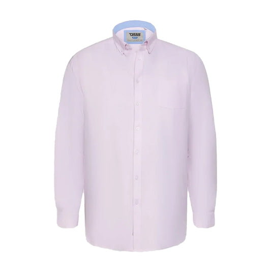 Pink - Front - Duke Mens D555 Richard Oxford Kingsize Tall Long-Sleeved Shirt