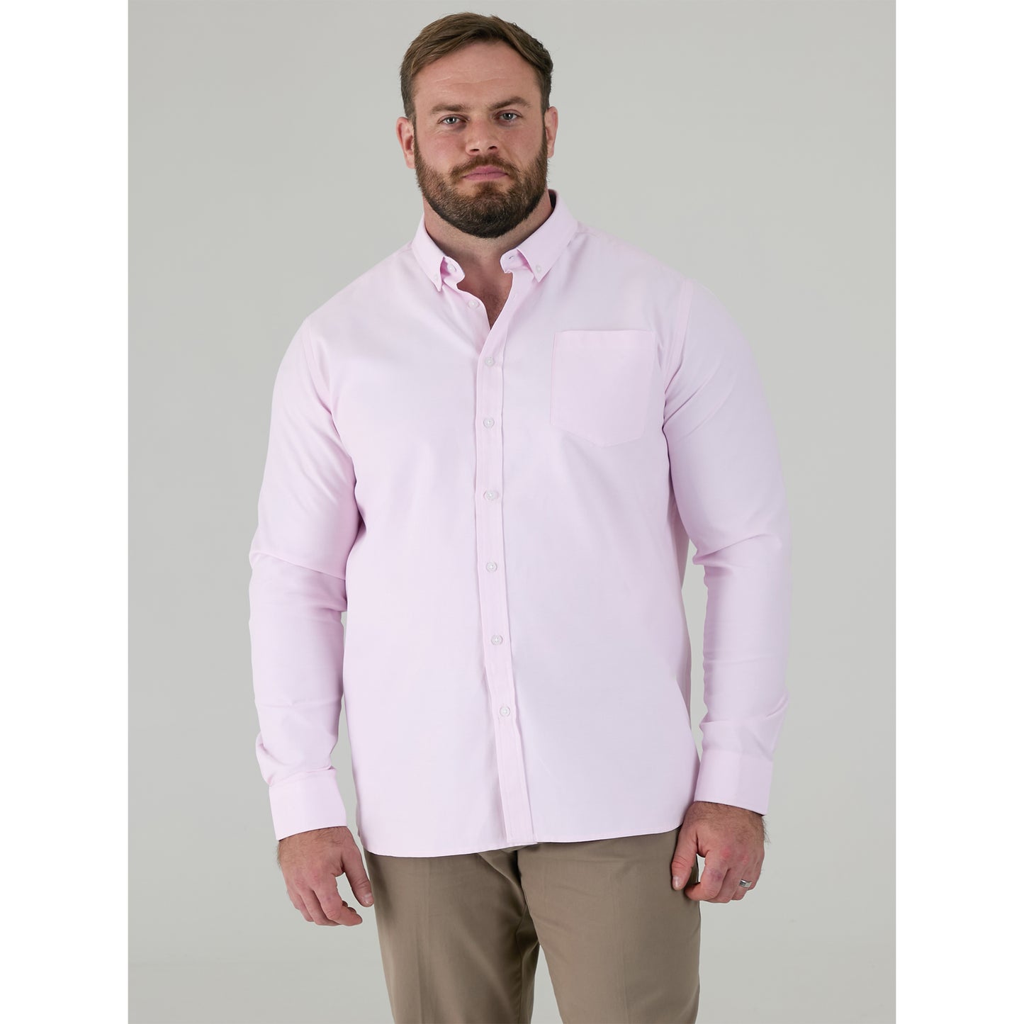 Pink - Side - Duke Mens D555 Richard Oxford Kingsize Tall Long-Sleeved Shirt