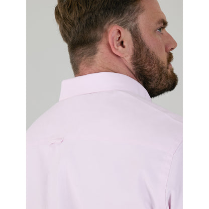 Pink - Close up - Duke Mens D555 Richard Oxford Kingsize Tall Long-Sleeved Shirt