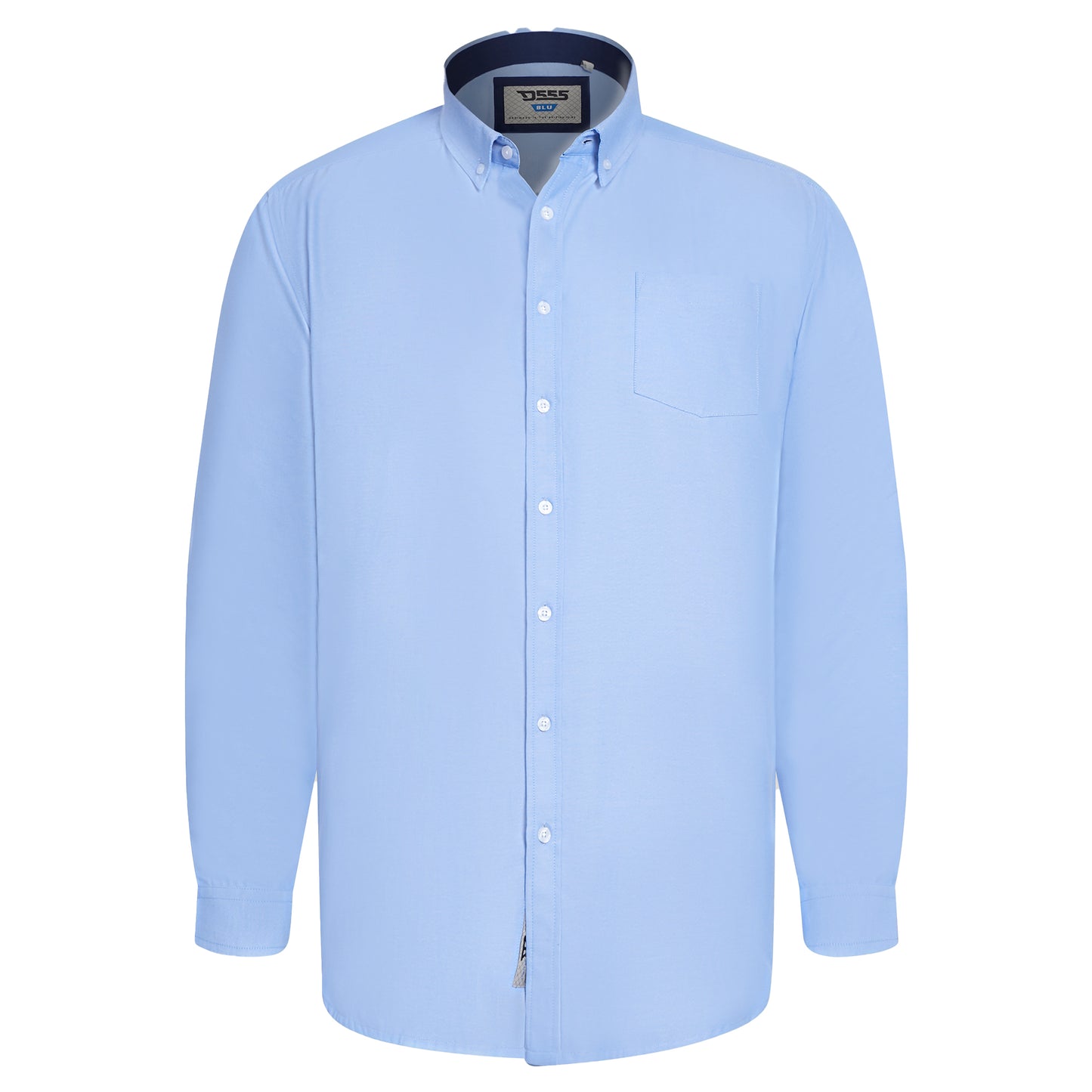 Sky Blue - Front - Duke Mens D555 Richard Oxford Kingsize Tall Long-Sleeved Shirt