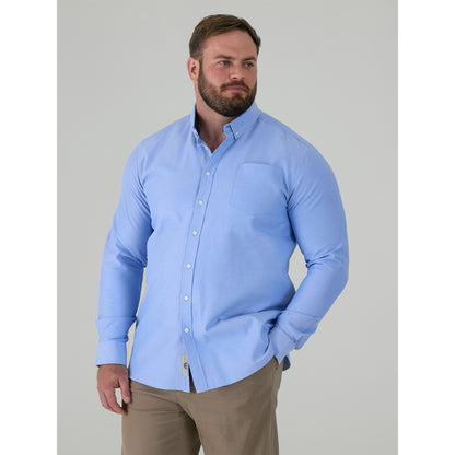 Sky Blue - Side - Duke Mens D555 Richard Oxford Kingsize Tall Long-Sleeved Shirt