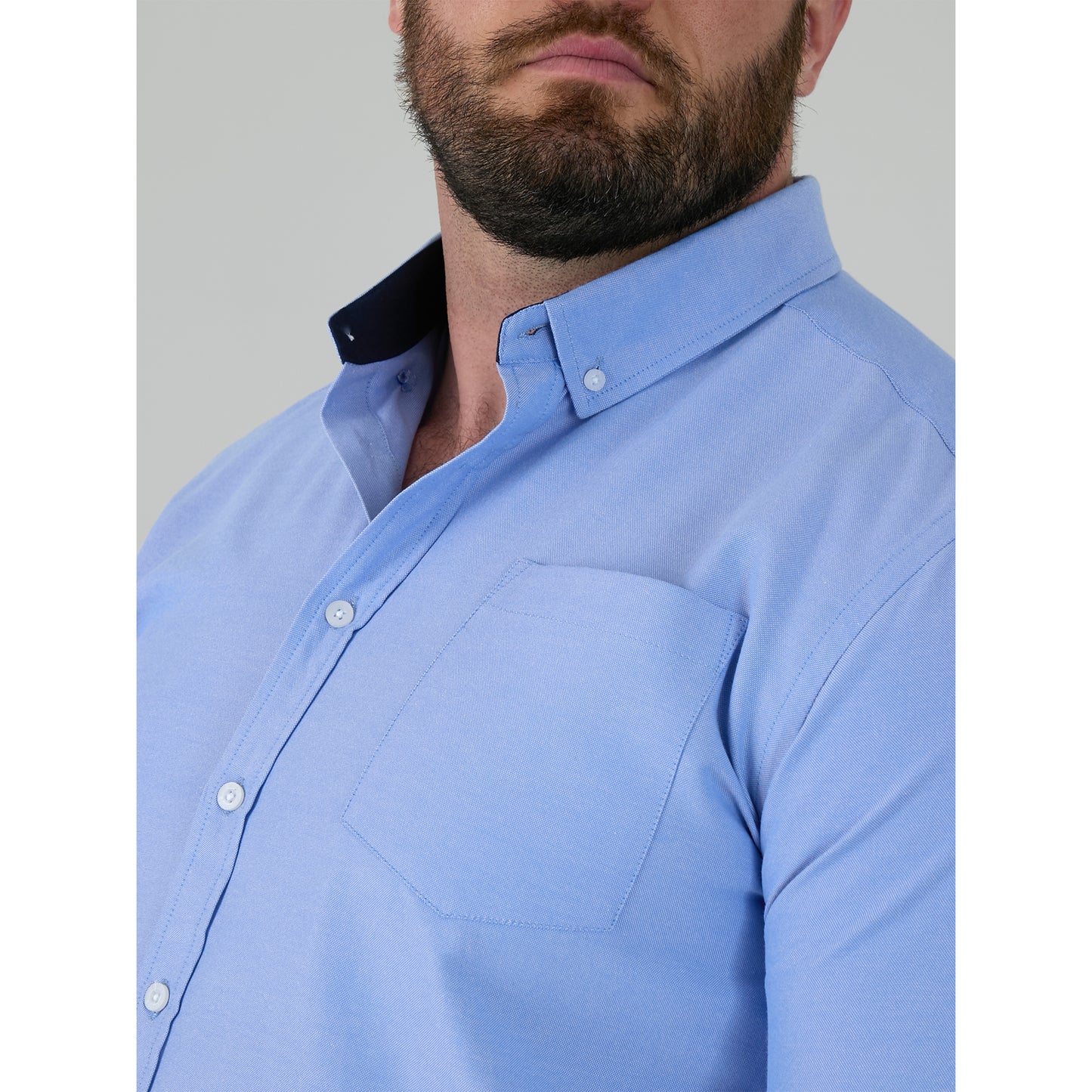 Sky Blue - Pack Shot - Duke Mens D555 Richard Oxford Kingsize Tall Long-Sleeved Shirt