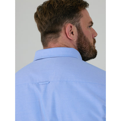 Sky Blue - Close up - Duke Mens D555 Richard Oxford Kingsize Tall Long-Sleeved Shirt
