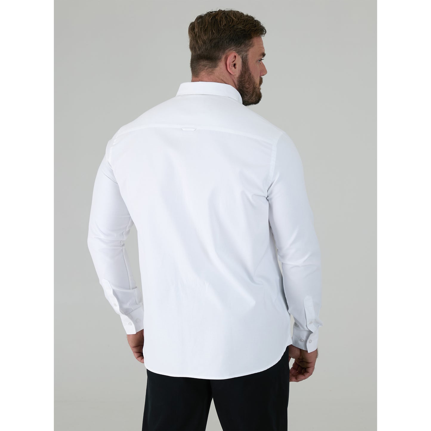 White - Side - Duke Mens D555 Richard Oxford Kingsize Tall Long-Sleeved Shirt