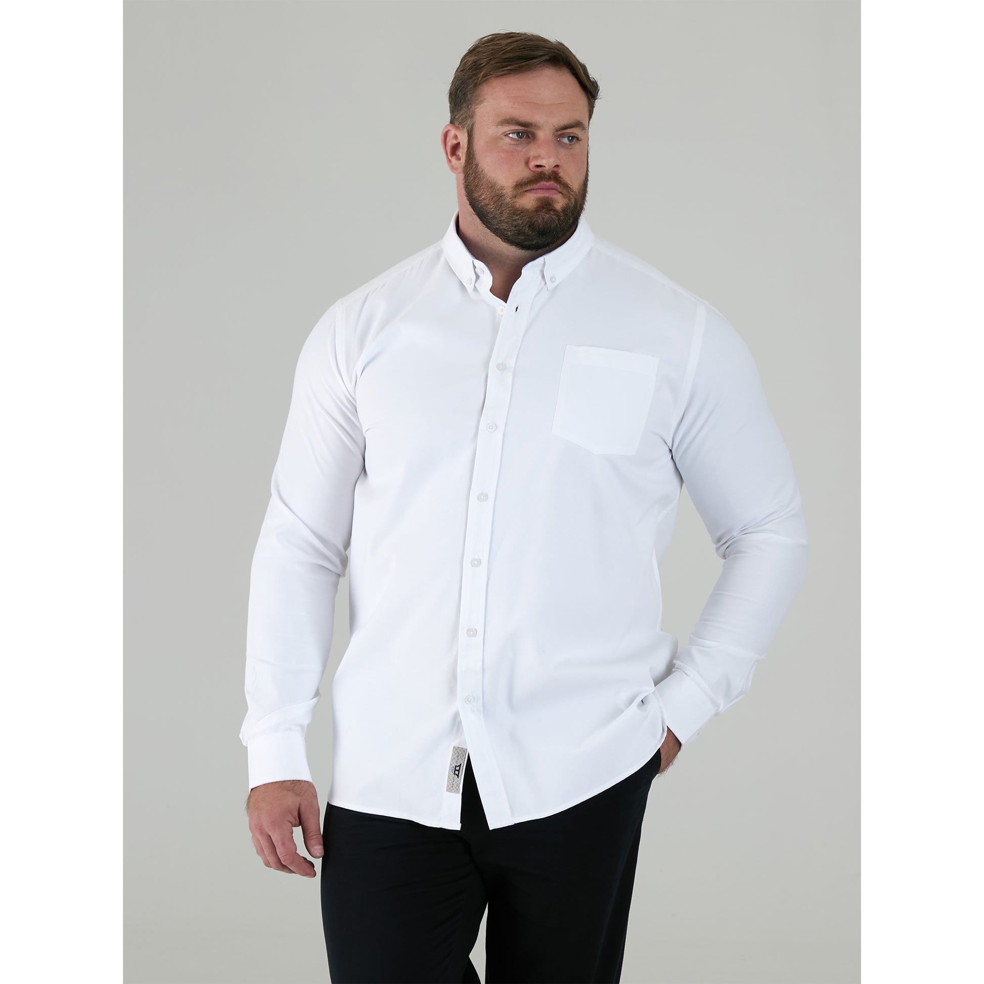 White - Lifestyle - Duke Mens D555 Richard Oxford Kingsize Tall Long-Sleeved Shirt