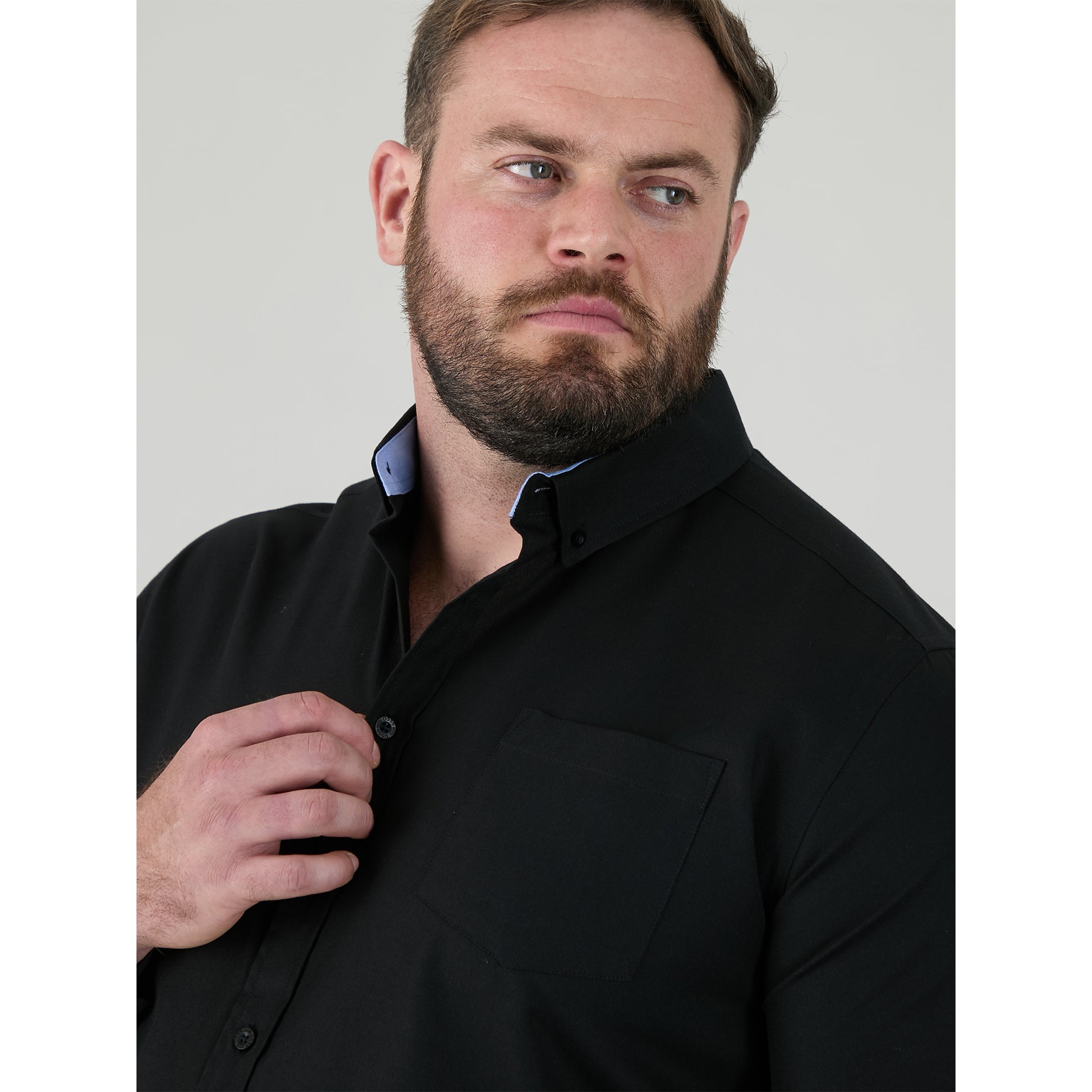 Black - Pack Shot - Duke Mens D555 Richard Oxford Kingsize Tall Long-Sleeved Shirt