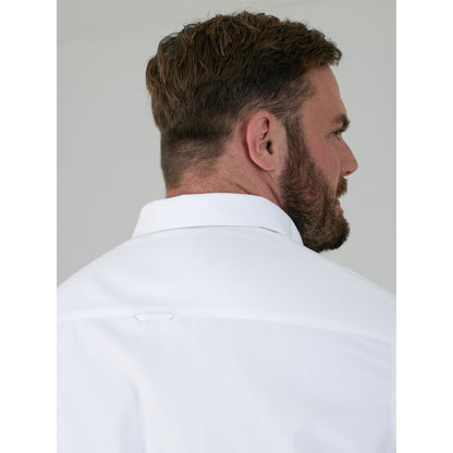 White - Close up - Duke Mens D555 Richard Oxford Kingsize Tall Long-Sleeved Shirt