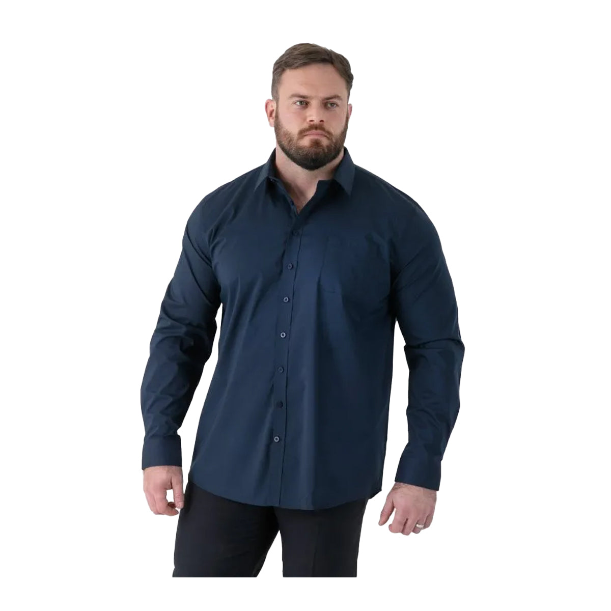 Navy - Front - Duke Mens Oliver D555 Stretch Shirt