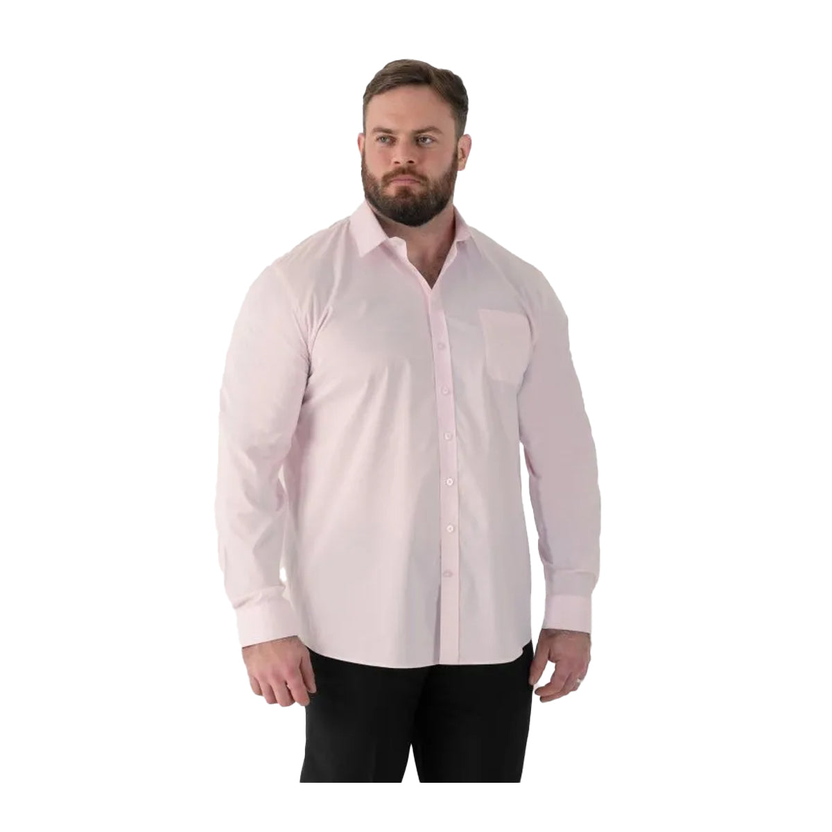 Pale Pink - Front - Duke Mens Oliver D555 Stretch Shirt