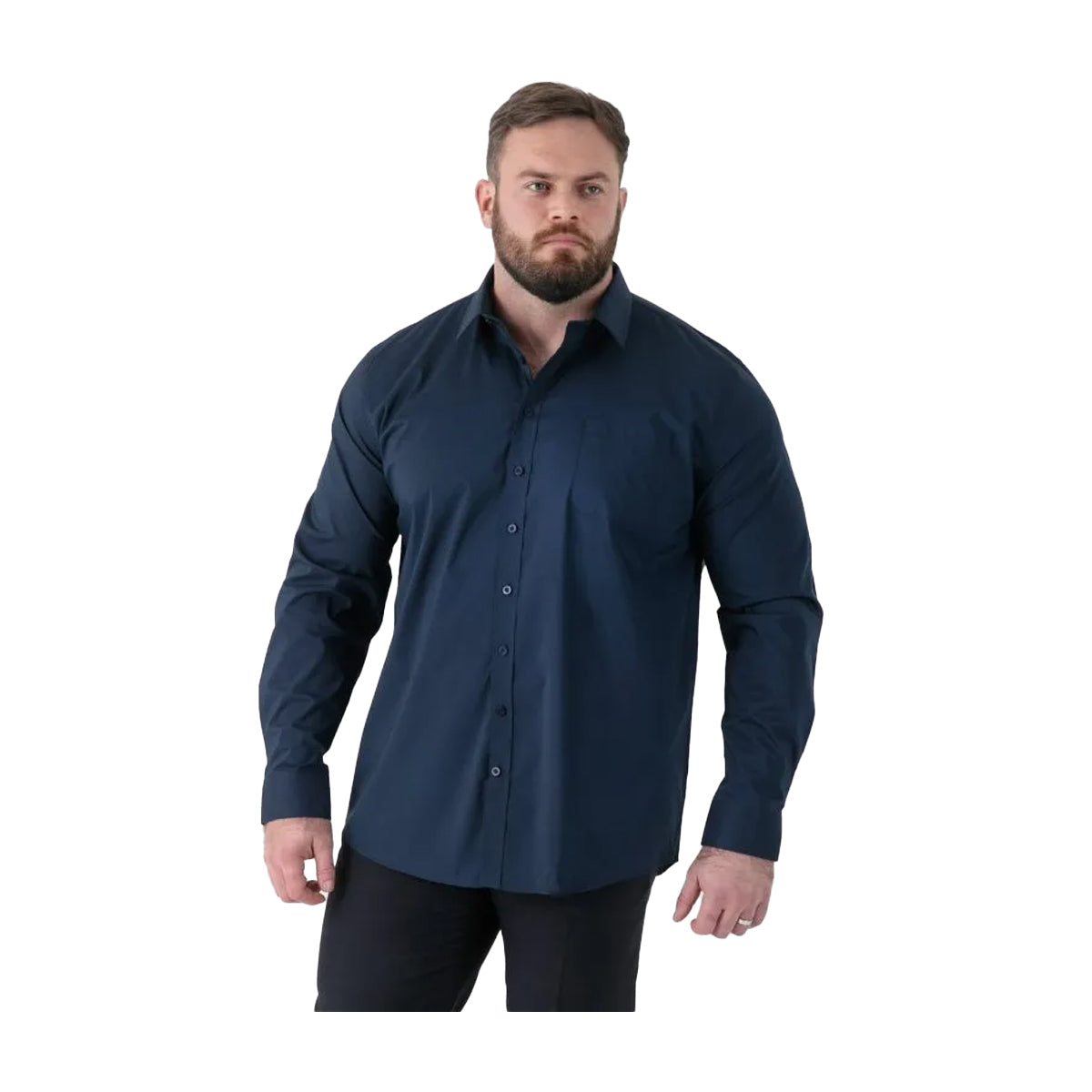 Navy - Front - Duke Mens Oliver D555 Stretch Kingsize Shirt
