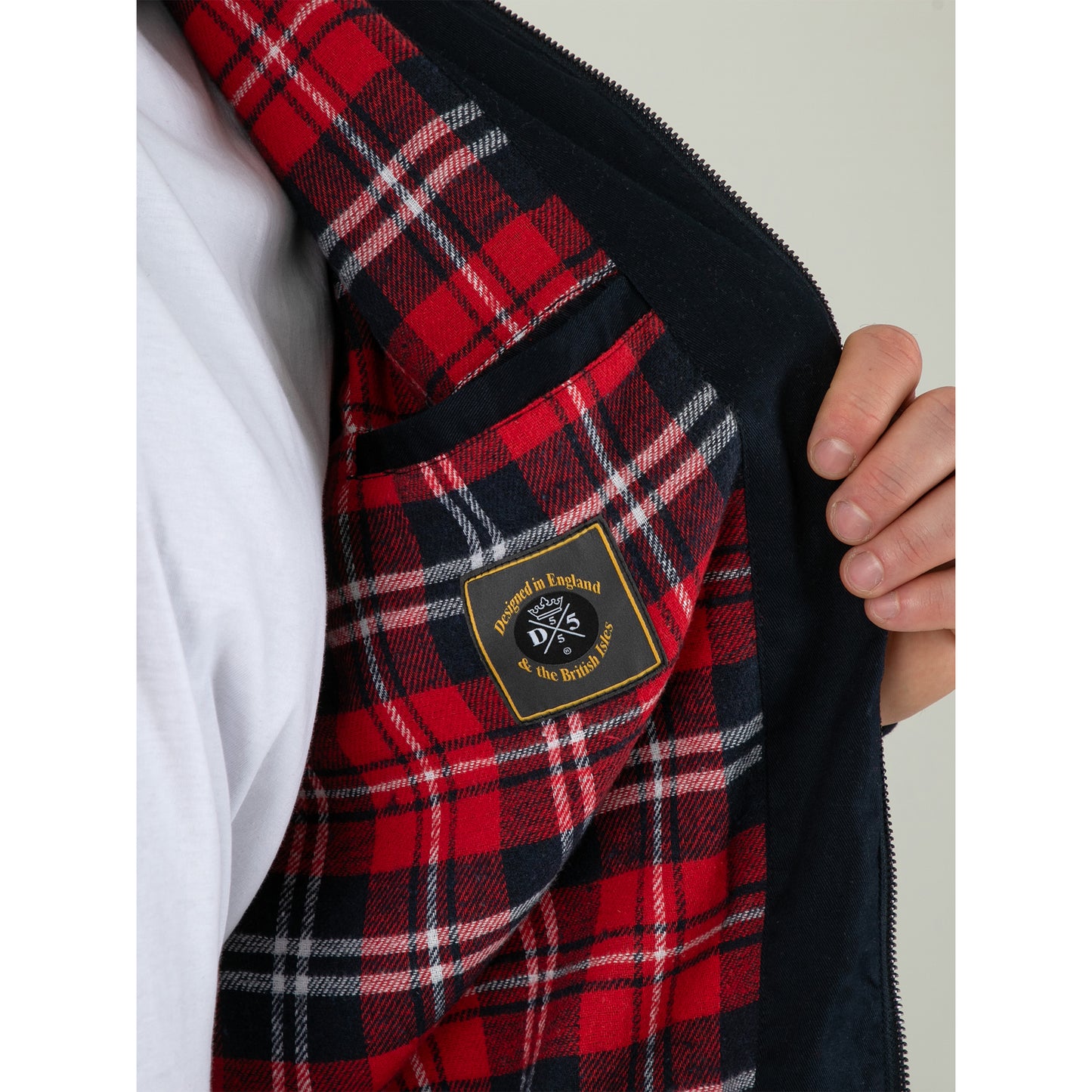 Navy - Close up - Duke Mens D555 Kent Kingsize Harrington Jacket