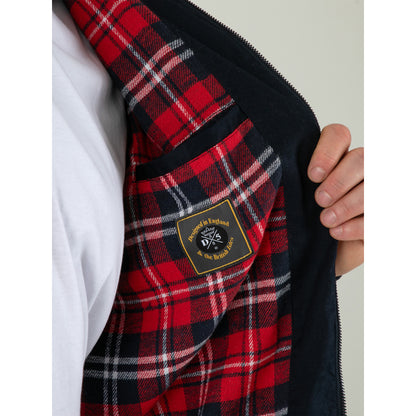 Navy - Close up - Duke Mens D555 Kent Kingsize Harrington Jacket