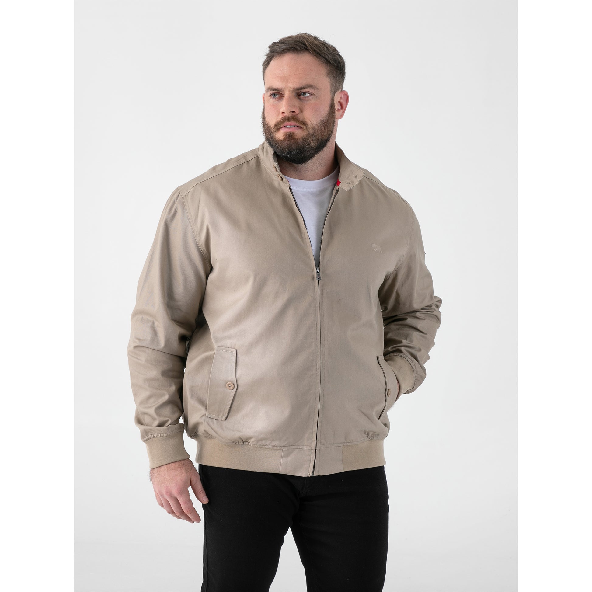 Stone - Side - Duke Mens D555 Kent Kingsize Harrington Jacket