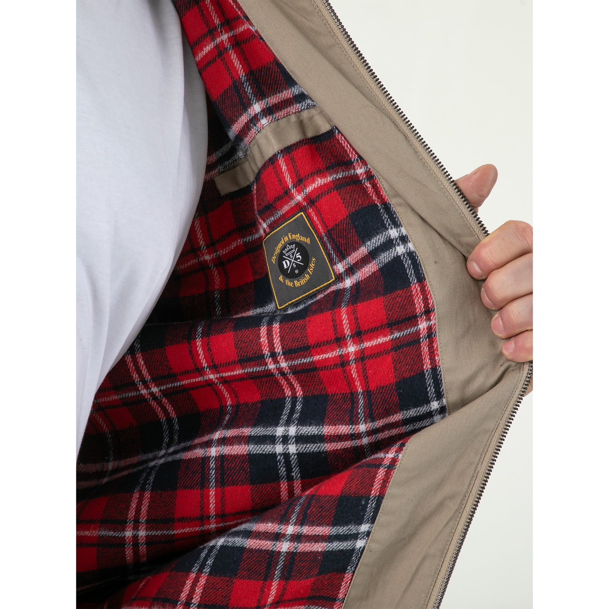 Stone - Close up - Duke Mens D555 Kent Kingsize Harrington Jacket