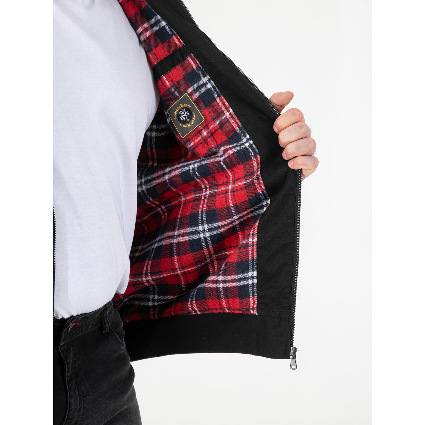 Black - Close up - Duke Mens D555 Kent Kingsize Harrington Jacket