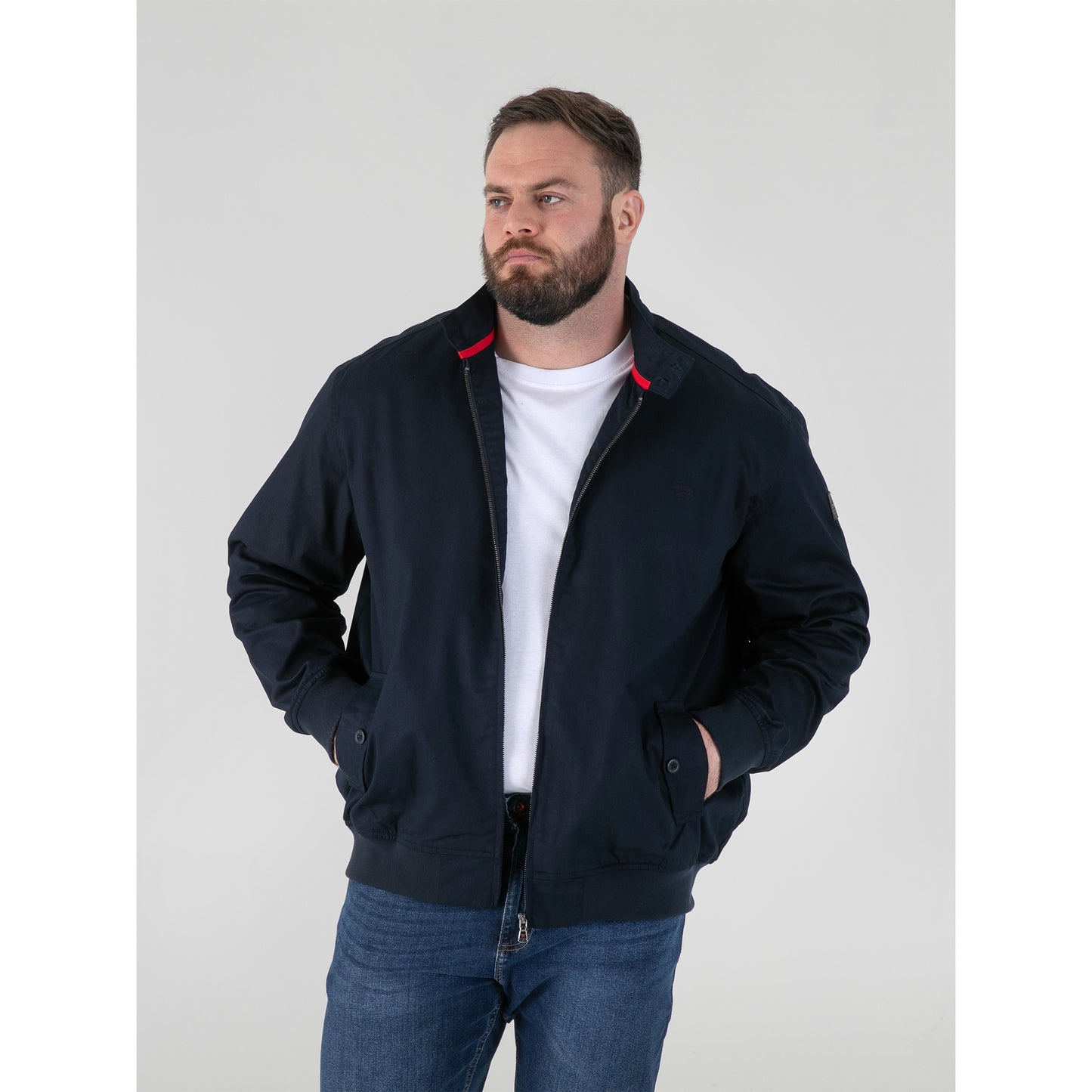 Navy - Side - Duke Mens D555 Kent Kingsize Harrington Jacket