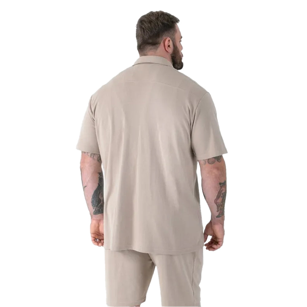 Stone - Back - Duke Mens Connor D555 Stretch Kingsize Shirt